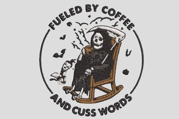 Death Skeleton Fueled by Coffee Embroidery Review