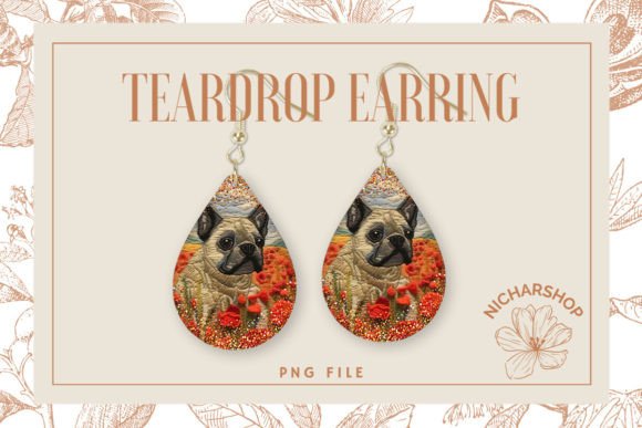Dog Flower Embroidery Teardrop Earring2 Review