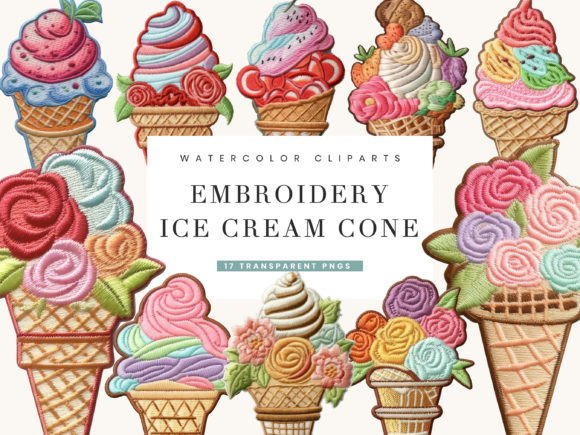 Embroidery Ice Cream Cone Clipart Review for Business Merch