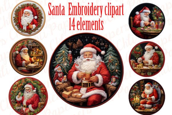 Embroidery Santa Clipart for Festive Creations